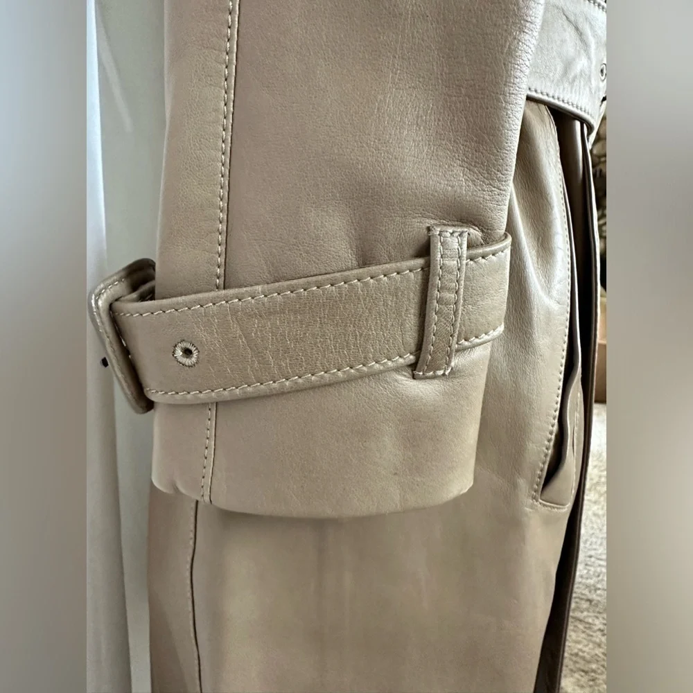 Prada Belted Leather Trench with 3/4 Sleeves Sz 38 - Picture 6 of 10